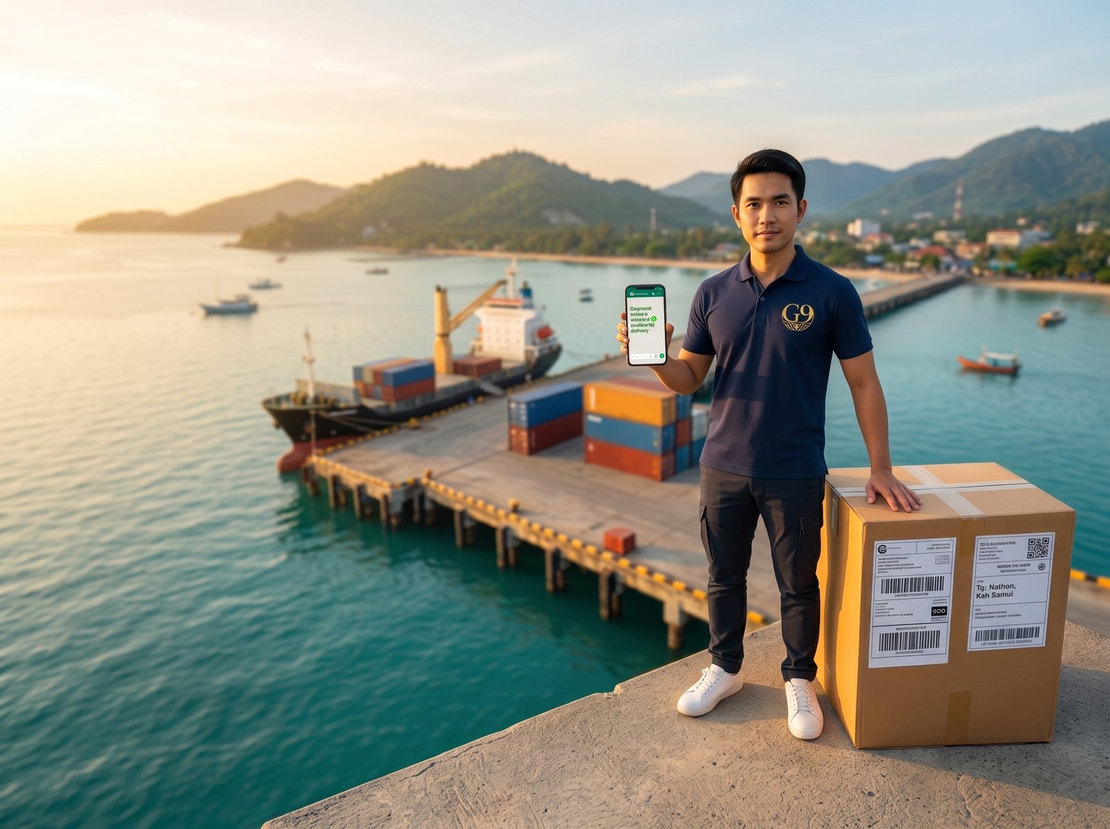 International freight arriving at Nathon Pier Koh Samui